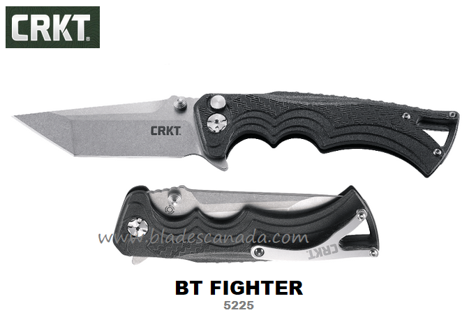 CRKT BT Fighter Folding Knife, Tanto Blade, GFN Black, 5225